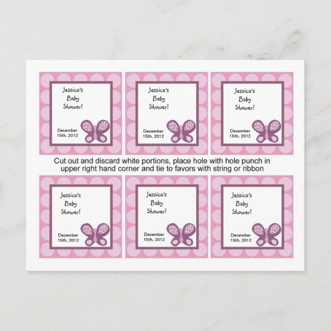 Invitation Carte Postale 6 Favoriser les étiquettes Sugar Plum Butterfly (Devant)
