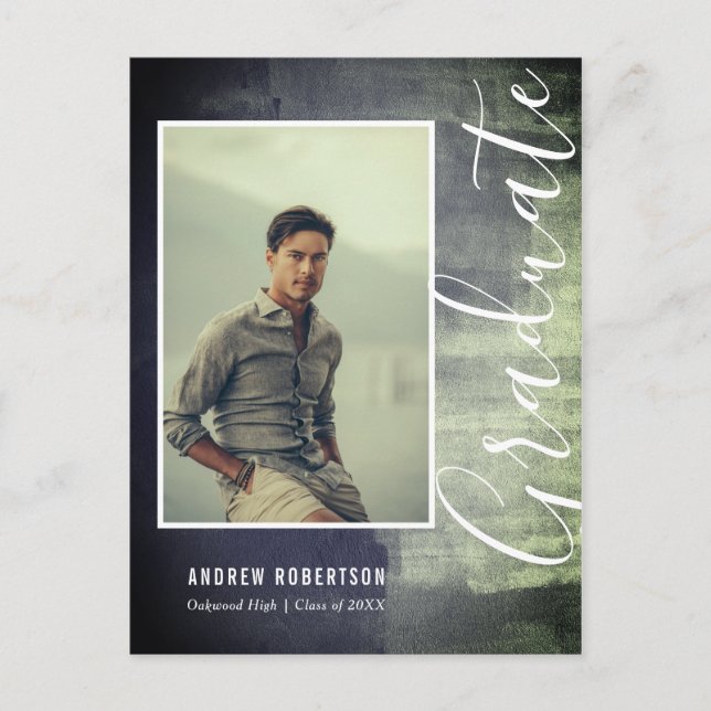 Invitation Carte Postale Abstrait Rustic Shimmer Photo Graduation (Devant)