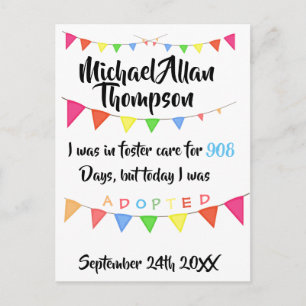 Invitation Carte Postale Adoption de Foster Care Faire-part- Partie