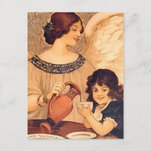 Invitation Carte Postale Affiche Antique d'Ange au Chocolat Français : Art