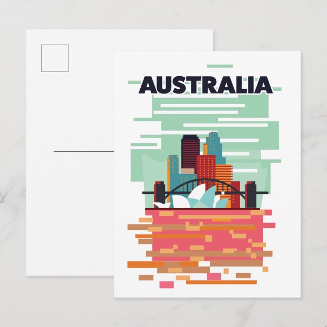 Invitation Carte Postale Affiche de voyage Australie (Devant / Derrière)