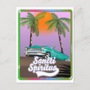 Invitation Carte Postale affiche de voyage de saint spirite Cuba.