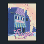 Invitation Carte Postale Affiche voyage Troyes France<br><div class="desc">Troyes France affiche de voyage d'un café dans un beau style vintage.</div>