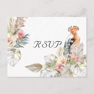 Invitation Carte Postale African Safari Boho Botanical Wedding RSVP