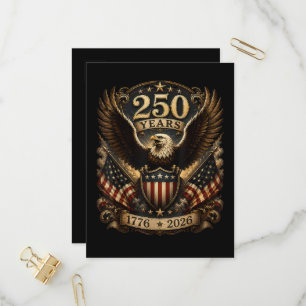 Invitation Carte Postale Aigle patriotique américain 1776 2026 250e 4 juill