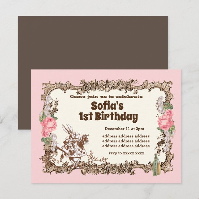 Invitation Carte Postale alice au pays des merveilles (Devant / Derrière)