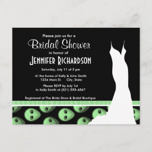 Invitation Carte Postale Alien noir et vert