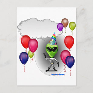 Invitation Carte Postale Alien parlant de fête d'anniversaire