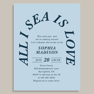 Invitation Carte Postale All I Sea Is Love Retro Arch Bridal Shower