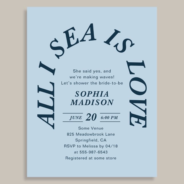 Invitation Carte Postale All I Sea Is Love Retro Arch Bridal Shower (Créateur téléchargé)