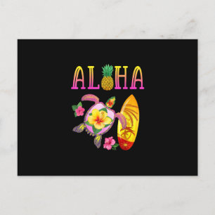 Invitation Carte Postale Aloha Cool Kawaii Tortue Surfboard Tortue hawaïenn