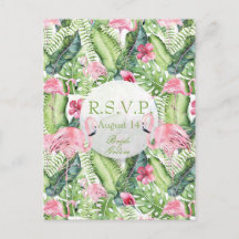 Aloha Flamant rose Plage tropicale Mariage RSVP