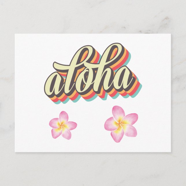 Invitation Carte Postale Aloha Hawaii Plumeria Aquarelle Florale (Devant)