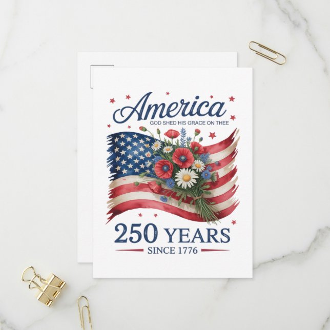 Invitation Carte Postale Amérique 250 Ans de Liberté 1776 2026 (Devant/Arrière en situation)