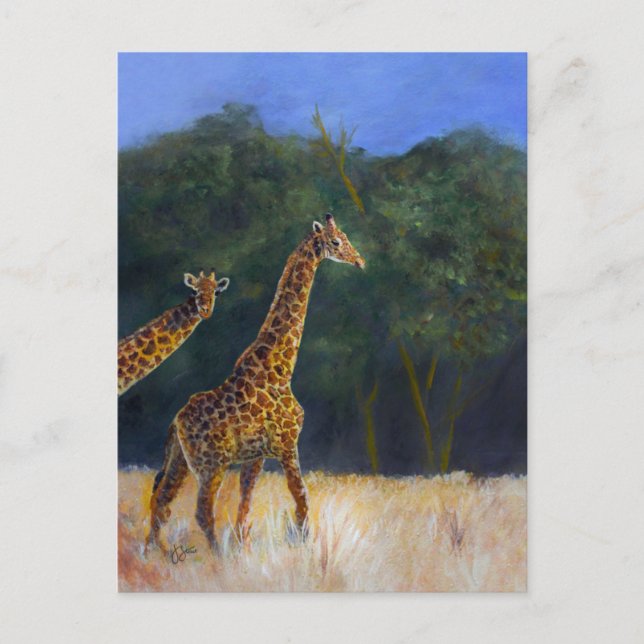 Invitation Carte Postale Amour de girafe (Devant)