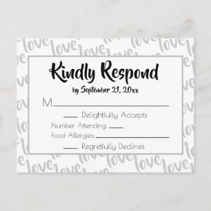 Invitation Carte Postale Amour Typographie Moderne de Script RSVP