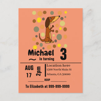 Invitation Carte Postale Amusante Dachshund Chien fête d'anniversaire