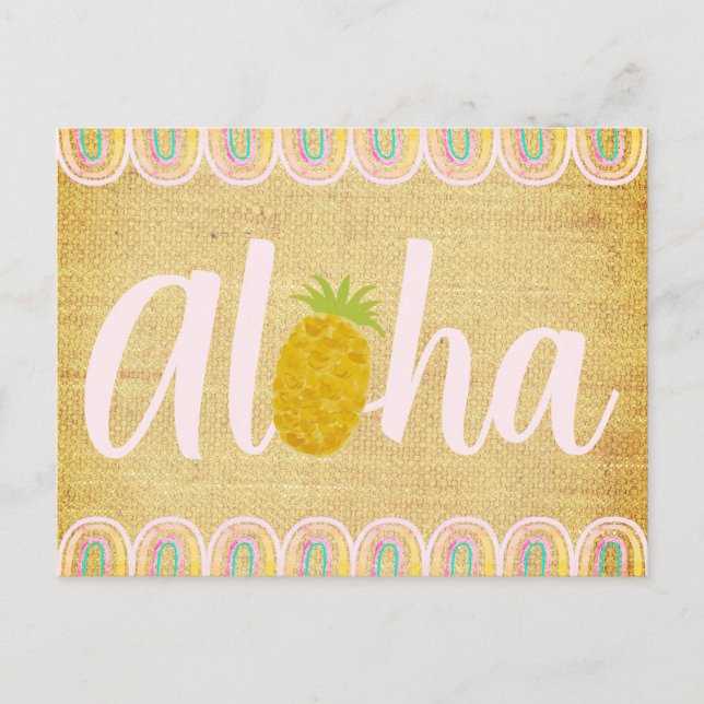 Invitation Carte Postale Ananas Chic Aloha (Devant)