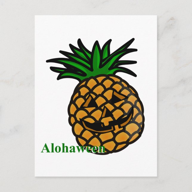 Invitation Carte Postale ananas hawaii halloween (Devant)