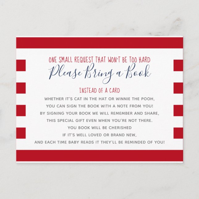 Invitation Carte Postale Ancre nautique Apportez un Baby shower de biblioth (Devant)