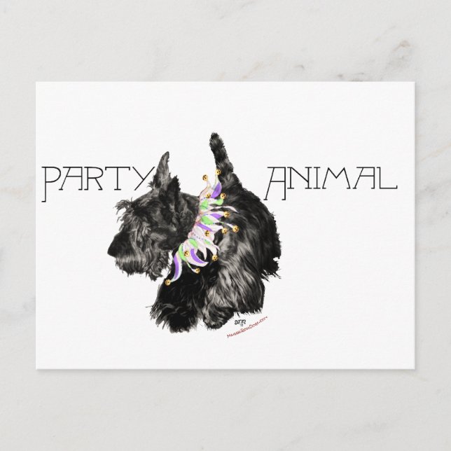 Invitation Carte Postale Animal de fête Scottish Terrier (Devant)