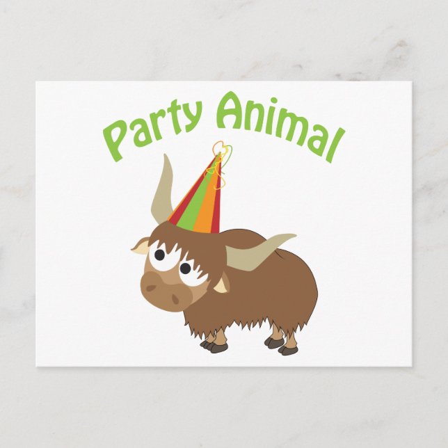 Invitation Carte Postale Animal de fête ! Yak (Devant)