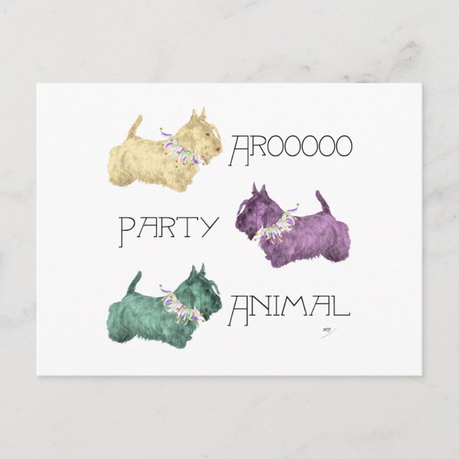 Invitation Carte Postale Animaux de fête Terrier écossais (Devant)