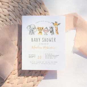 Invitation Carte Postale Animaux de la jungle tribale Baby shower d'éléphan