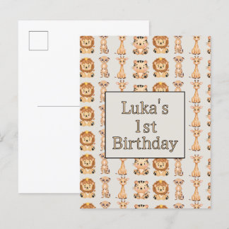 Invitation Carte Postale Animaux de safari bébé mignons