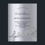 Invitation Carte Postale Anniversaire argent musique notes métal 50e invita<br><div class="desc">Une carte d'invitation branchée et moderne à la fête du 50e anniversaire. Un arrière - plan métallique à l'aspect faux argenté, avec des notes de musique, des lettres de couleur noire. Personnalisez et ajoutez un nom et des informations de partie. Pour lui et elle. Dos : faux fond argenté, design...</div>