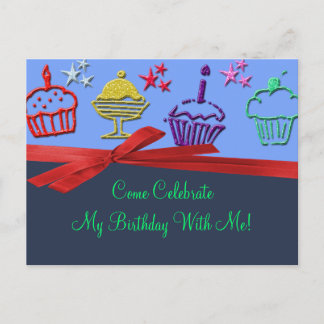 Invitation Carte Postale Anniversaire Cupcake Treat Surprise