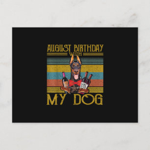 Invitation Carte Postale Anniversaire d'août avec mon chien Doberman Pinsch