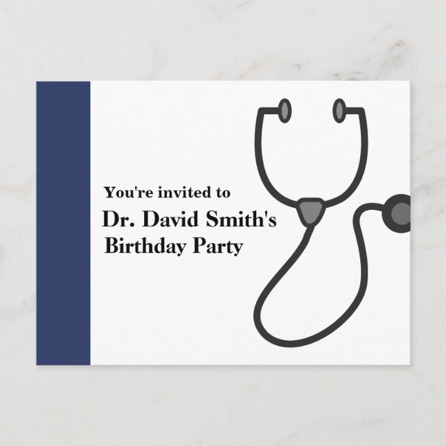 Invitation Carte Postale Anniversaire de docteur (Devant)