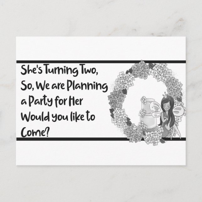 Invitation Carte Postale Anniversaire de la fille à deux ans (Devant)