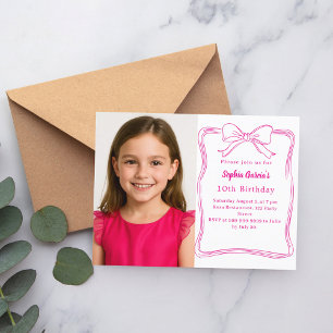 Invitation Carte Postale Anniversaire de la photo arc rose chaud