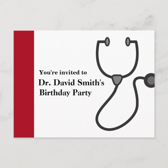 Invitation Carte Postale Anniversaire de naissance du docteur (Devant)