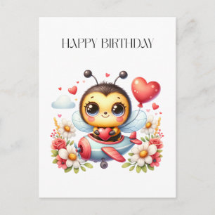 Invitation Carte Postale Anniversaire de Pilote Abeille