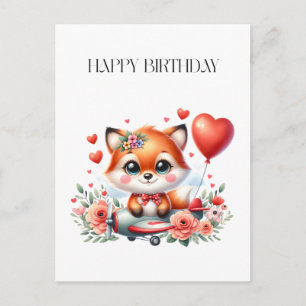 Invitation Carte Postale Anniversaire de pilote de renard mignon