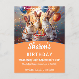 Invitation Carte Postale Anniversaire des lapins