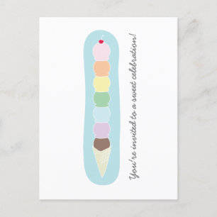 Invitation Carte Postale Anniversaire du cône de glace de grande taille