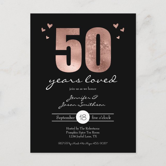 Invitation Carte Postale Anniversaire Mariage de cinquante ans (Devant)