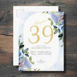 Invitation Carte Postale Anniversaire Pastel Blue Floral<br><div class="desc">Cherchez-vous la meilleure façon d'invitation vos amis et votre famille à votre célébration spéciale? Ne cherchez plus ! Cette belle carte postale est ornée d'un imprimé floral bleu et d'un script doré qui ne manquera pas d'impressionner. L'élégant arrière - plan d'aquarelle et l'écriture dorée créent une atmosphère accueillante qui fera de...</div>
