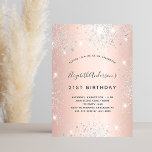Invitation Carte Postale Anniversaire rose or argent parties scintillant él<br><div class="desc">Une invitation moderne, élégante et glamour pour une fête d'anniversaire de 21e (ou tout âge). Un arrière - plan métallique à l'apparence rose à la fausse poussière de parties scintillant argentée. Le nom est écrit avec un script de style moderne en lettres de couleur gris. Personnalisez et ajoutez les détails...</div>