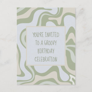 Invitation Carte Postale Anniversaire super à Sage Green