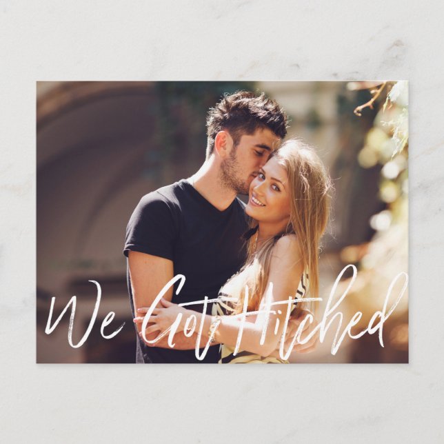 Invitation Carte Postale Annonce chic de mariage fait à la main (Devant)