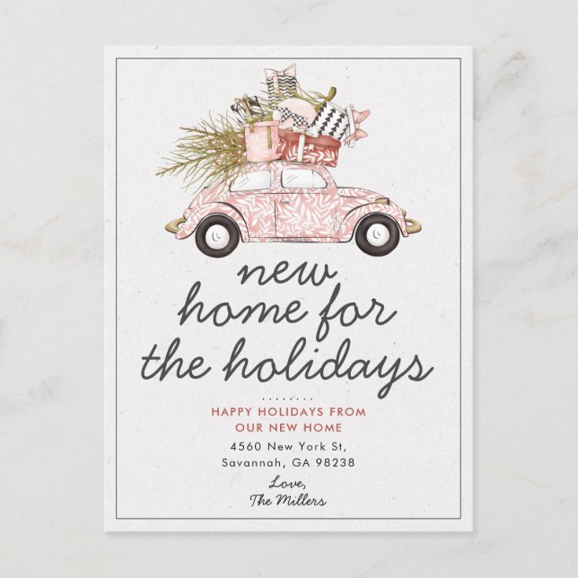 Invitation Carte Postale Annonce de déménagement pour les vacances de Noël (Devant)