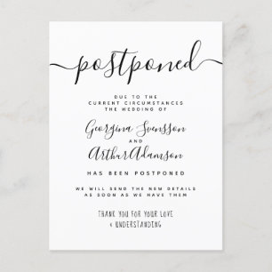 Invitation Carte Postale Annonce de report de mariage sur un scénario repor