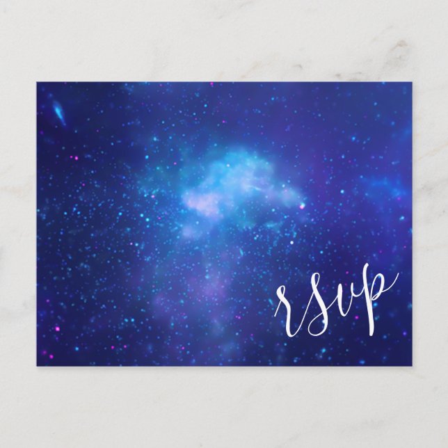 Invitation Carte Postale Aqua Blue Galactic Photo Elegant RSVP (Devant)