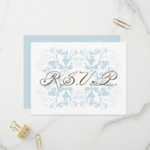 Invitation Carte Postale Aqua Floral Flourish Élégant Mariage Chic RSVP