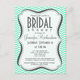 Invitation Carte Postale Aquamarine Chevron ; zig zag